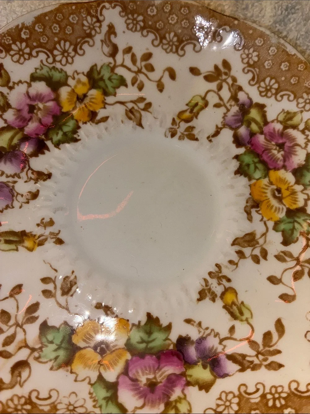 Vintage Royal Albert “Lovelace” Saucer ONLY England Gold Trim